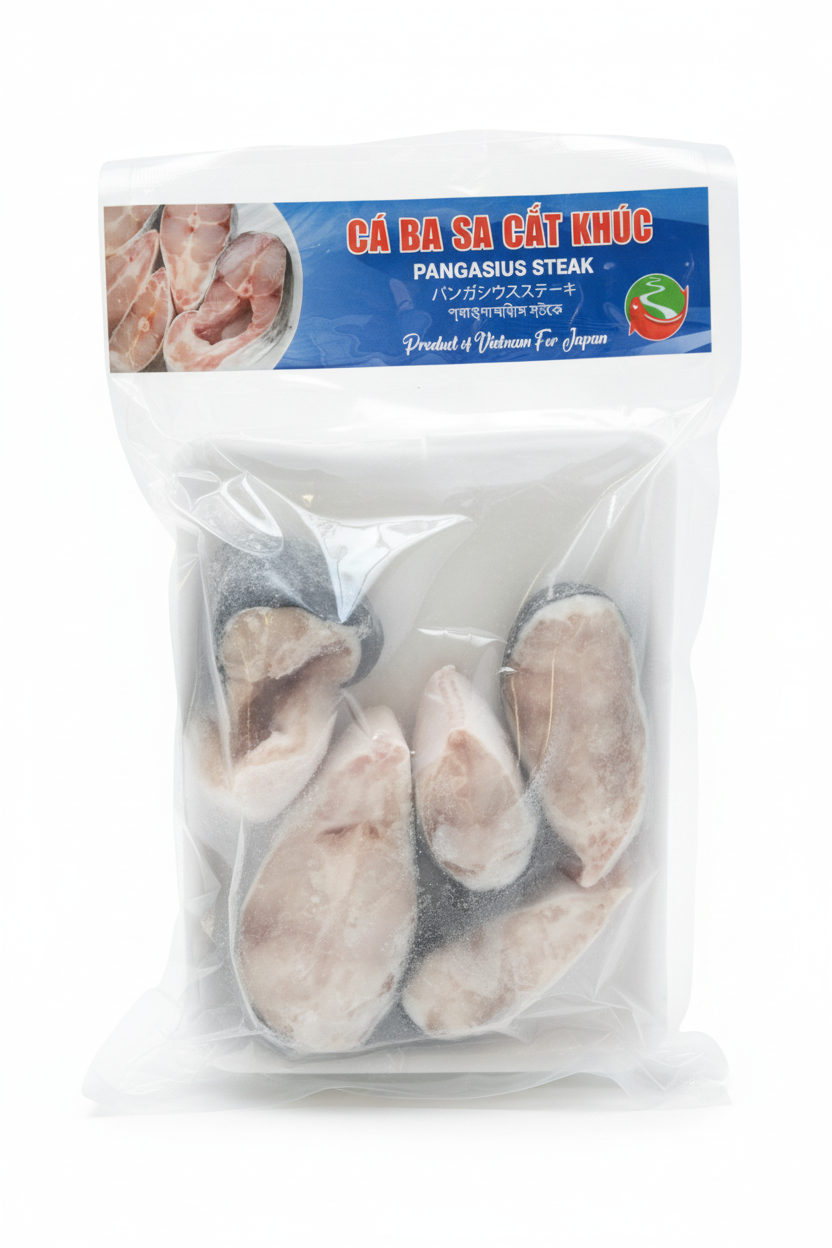 Pangasius steak with white background