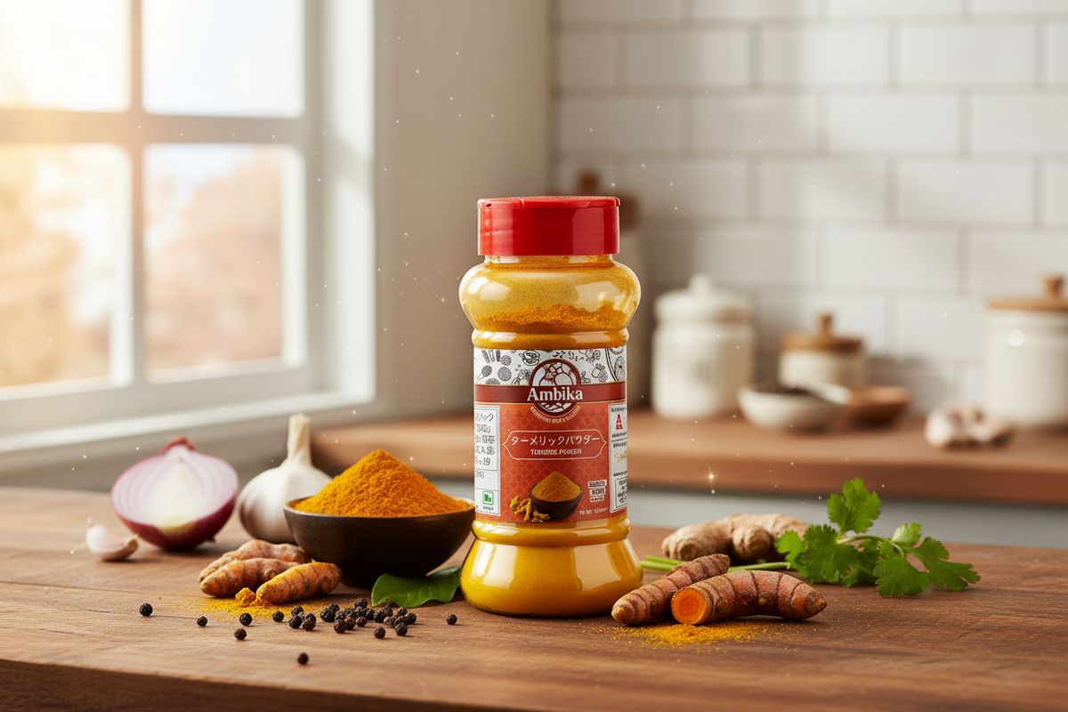 Ambikaターメリックパウダーを使った料理シーン